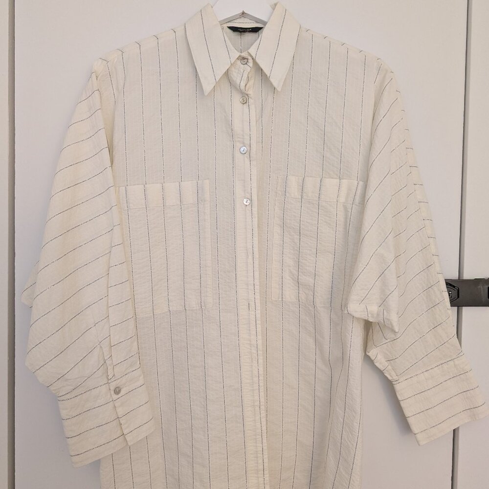 Massimo Dutti Oversized Shirt with Silver Threads